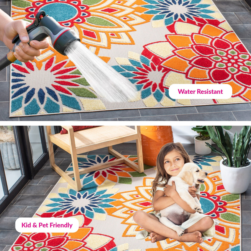 SAFAVIEH Cabana Ingke Indoor/ Outdoor Waterproof Patio Floral Rug