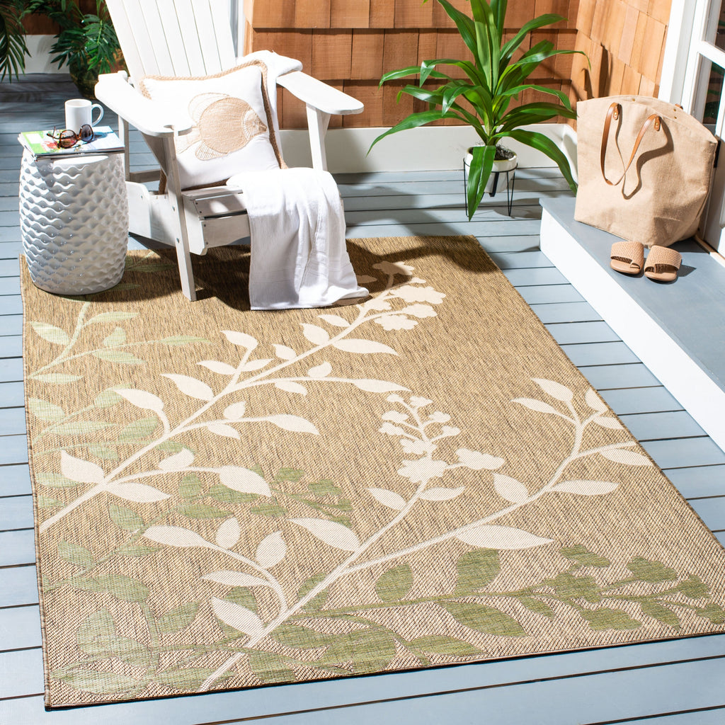 SAFAVIEH Courtyard Luann Botanical Indoor/ Outdoor Waterproof Patio Backyard Rug