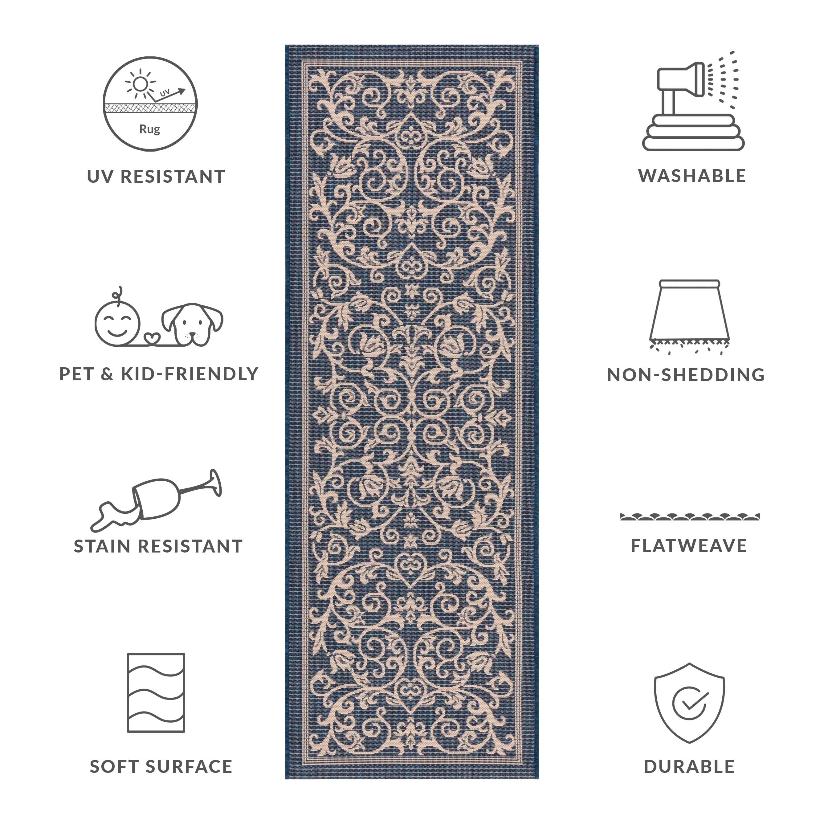 SAFAVIEH Courtyard Miljeta Indoor/ Outdoor Waterproof Patio Backyard Rug