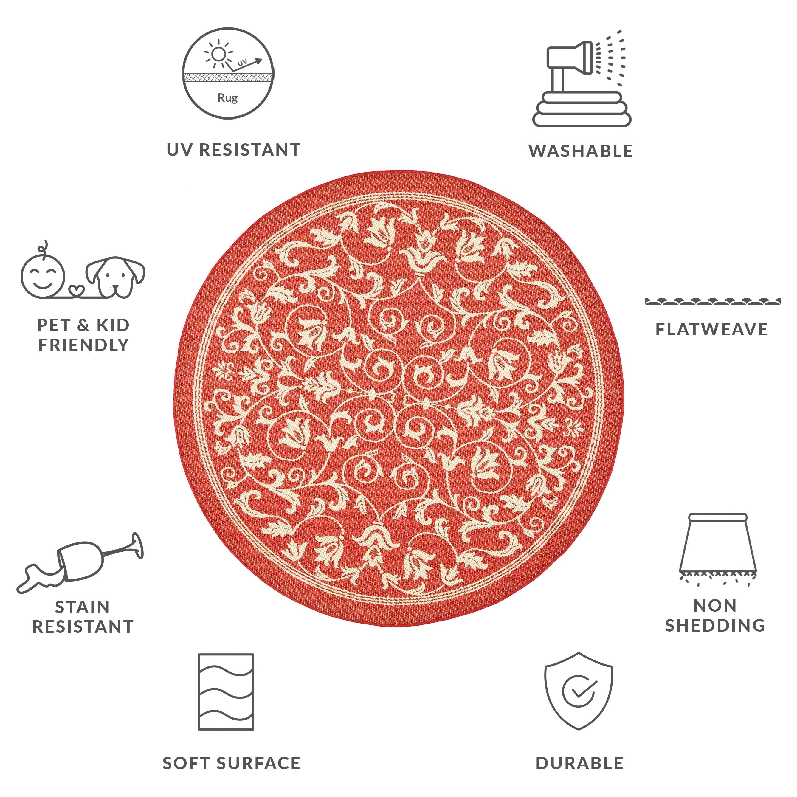 SAFAVIEH Courtyard Miljeta Indoor/ Outdoor Waterproof Patio Backyard Rug