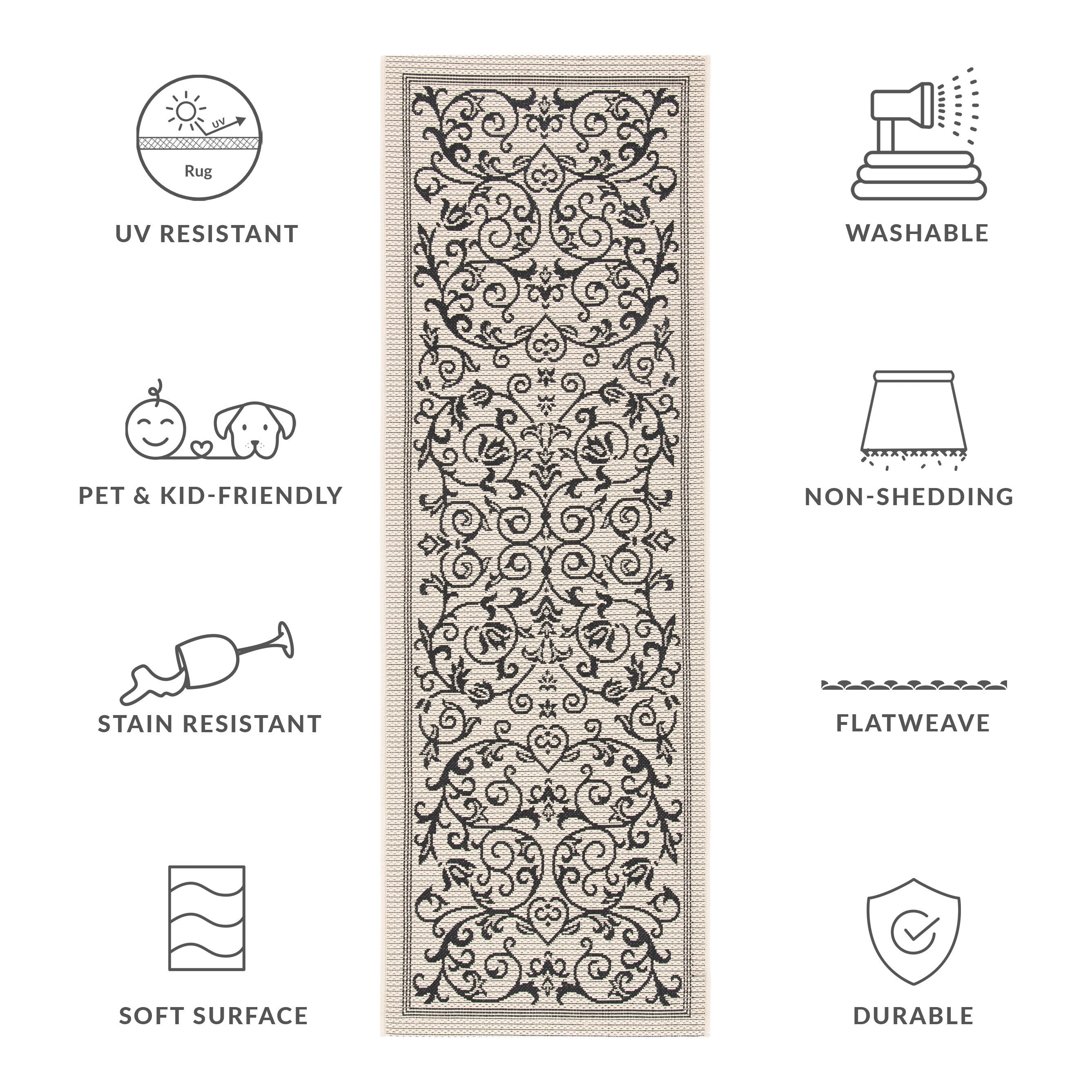 SAFAVIEH Courtyard Miljeta Indoor/ Outdoor Waterproof Patio Backyard Rug