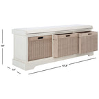 SAFAVIEH Fiorello 3-Drawer with Cushion Storage Bench - 47.3 W x 15 L x 19 H - 47Wx15Dx19H