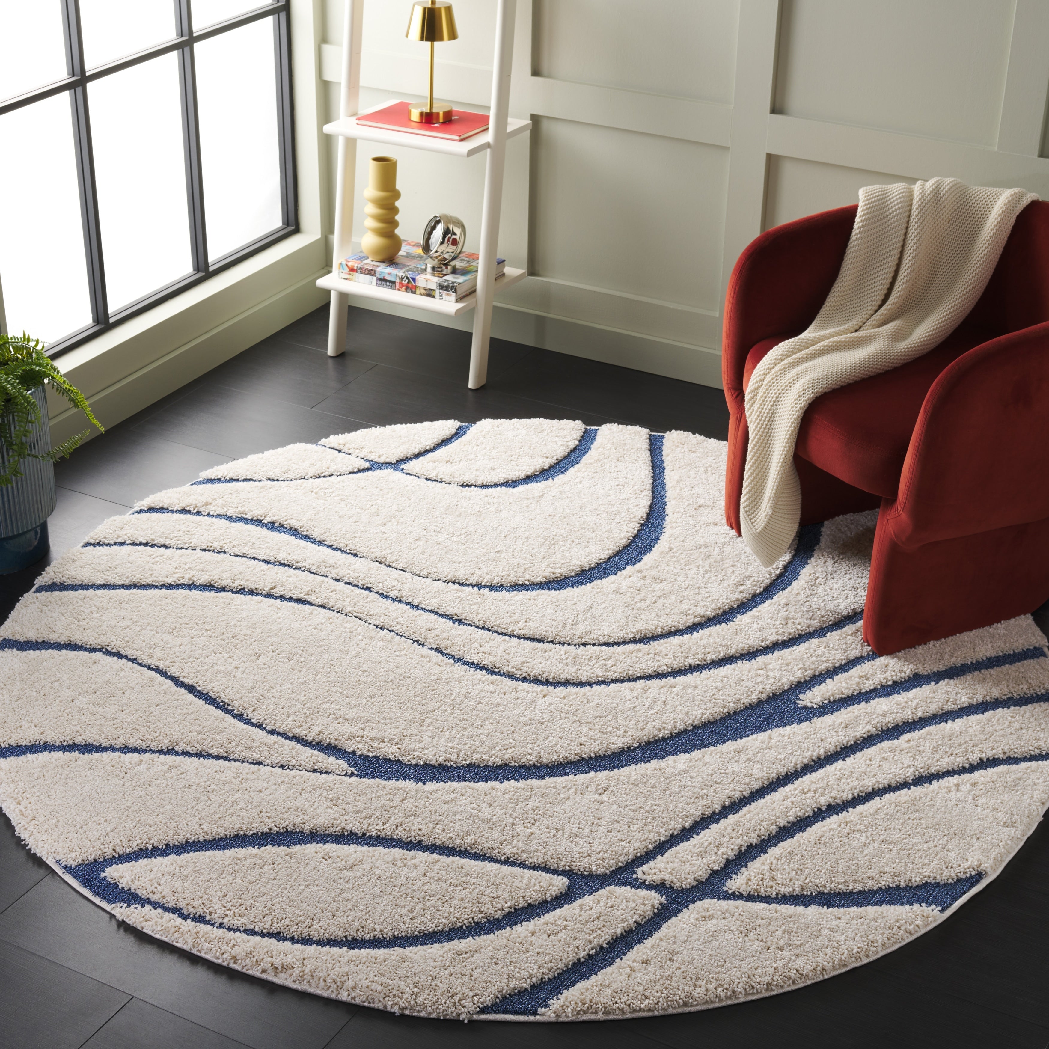 SAFAVIEH Florida Shag Staka Abstract Waves 1.2-inch Area Rug