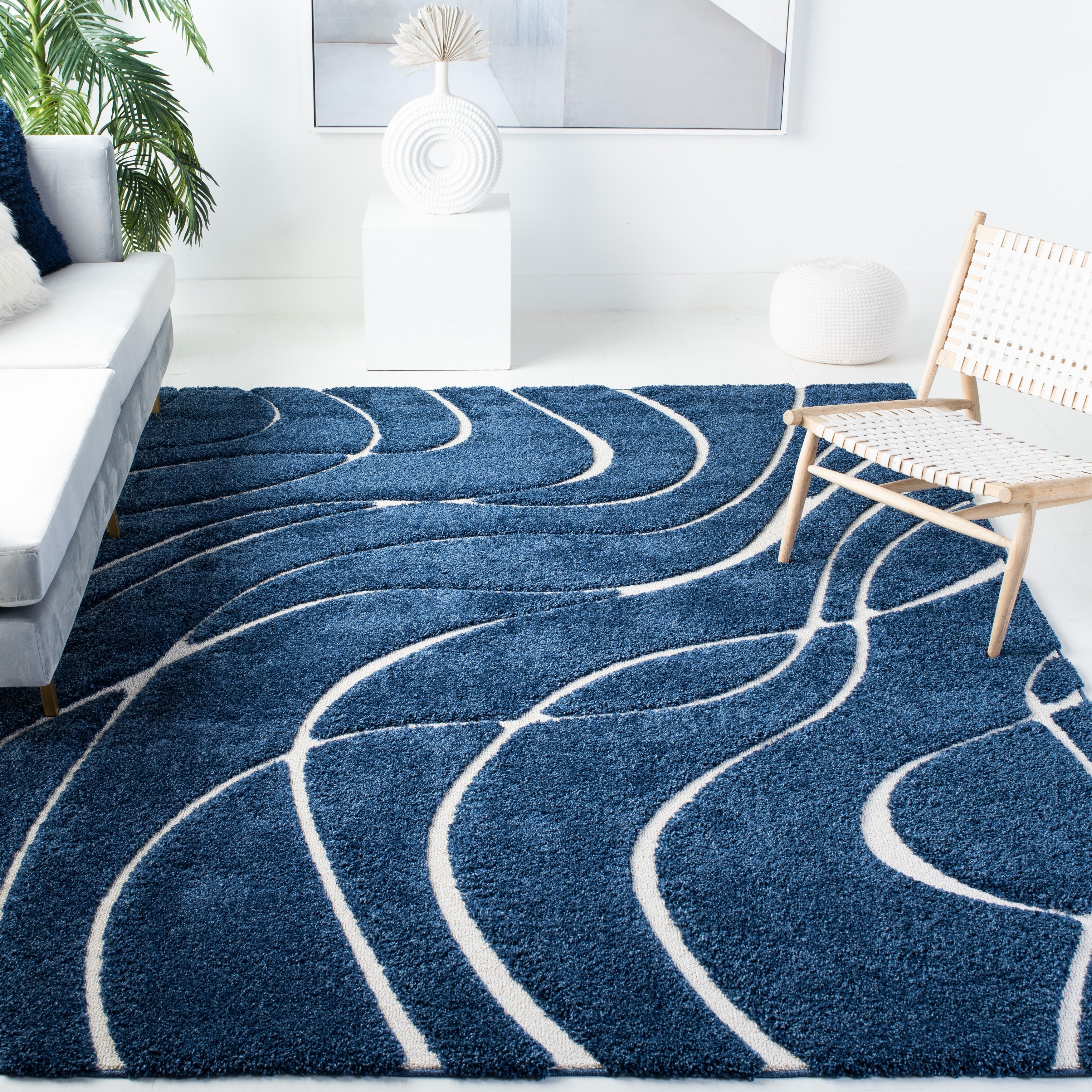 SAFAVIEH Florida Shag Staka Abstract Waves 1.2-inch Area Rug