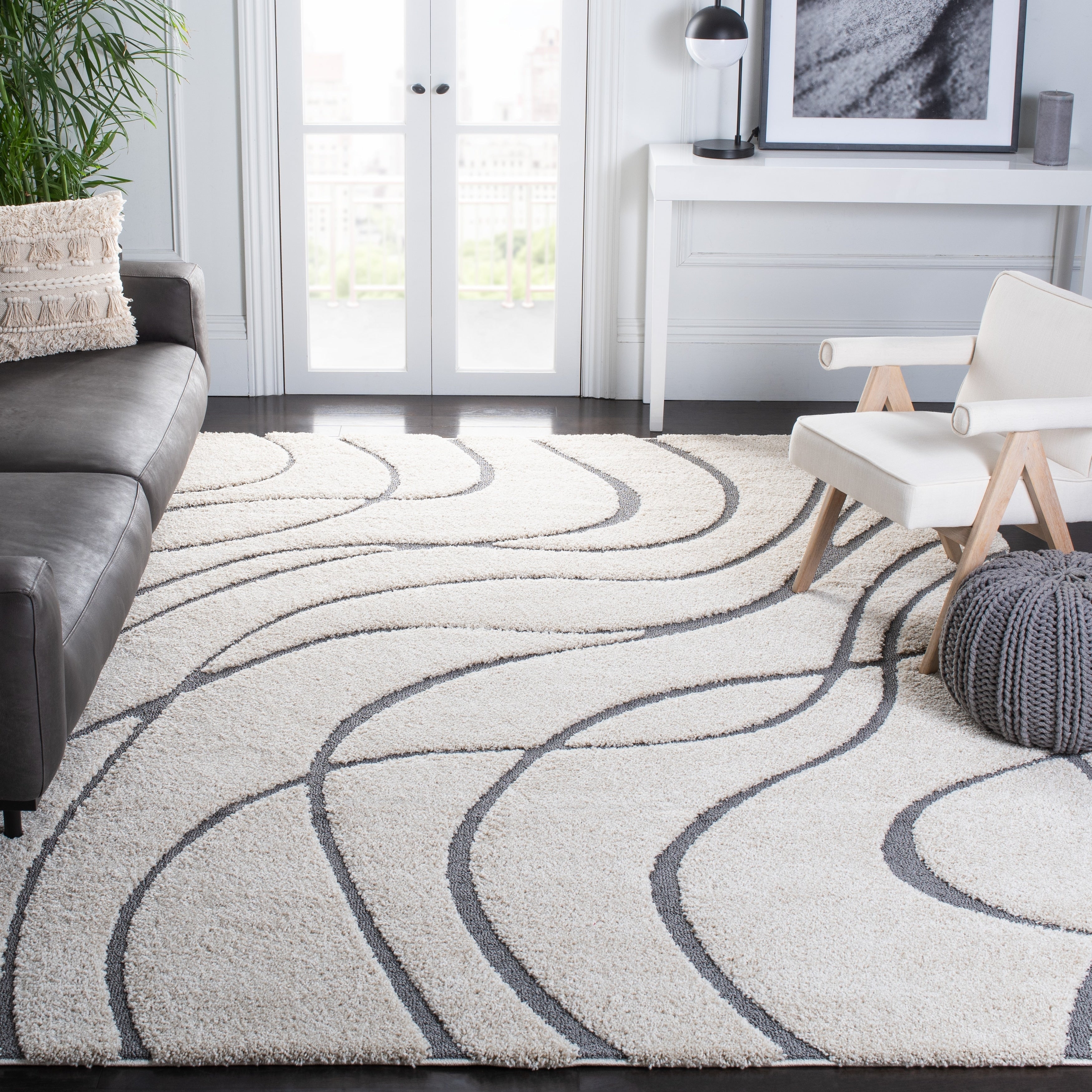 SAFAVIEH Florida Shag Staka Abstract Waves 1.2-inch Area Rug