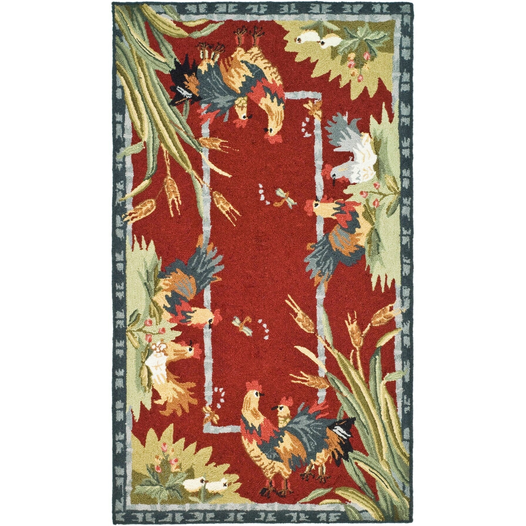 SAFAVIEH Handmade Chelsea Yauheniya French Country Rooster Wool Rug