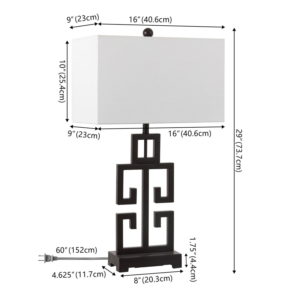 SAFAVIEH Lighting Chantelle Greek Antiqued Gold 29-inch Table Lamp (Set of 2) - 16W x 9D x 29H