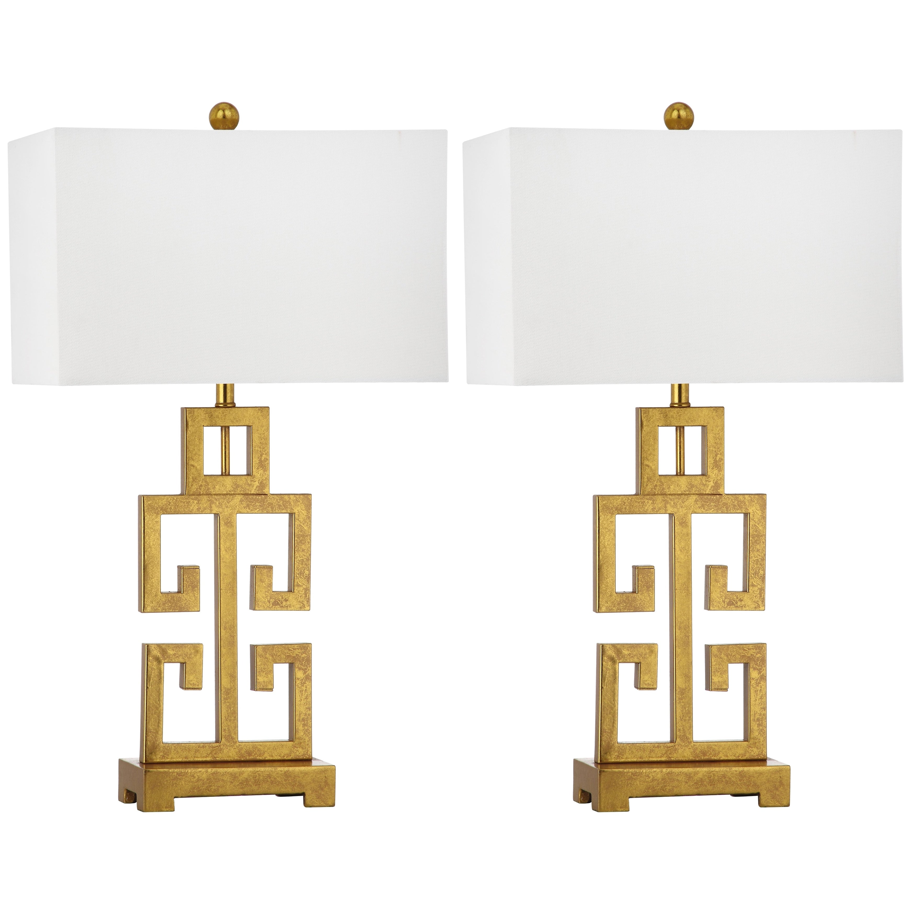 SAFAVIEH Lighting Chantelle Greek Antiqued Gold 29-inch Table Lamp (Set of 2) - 16W x 9D x 29H