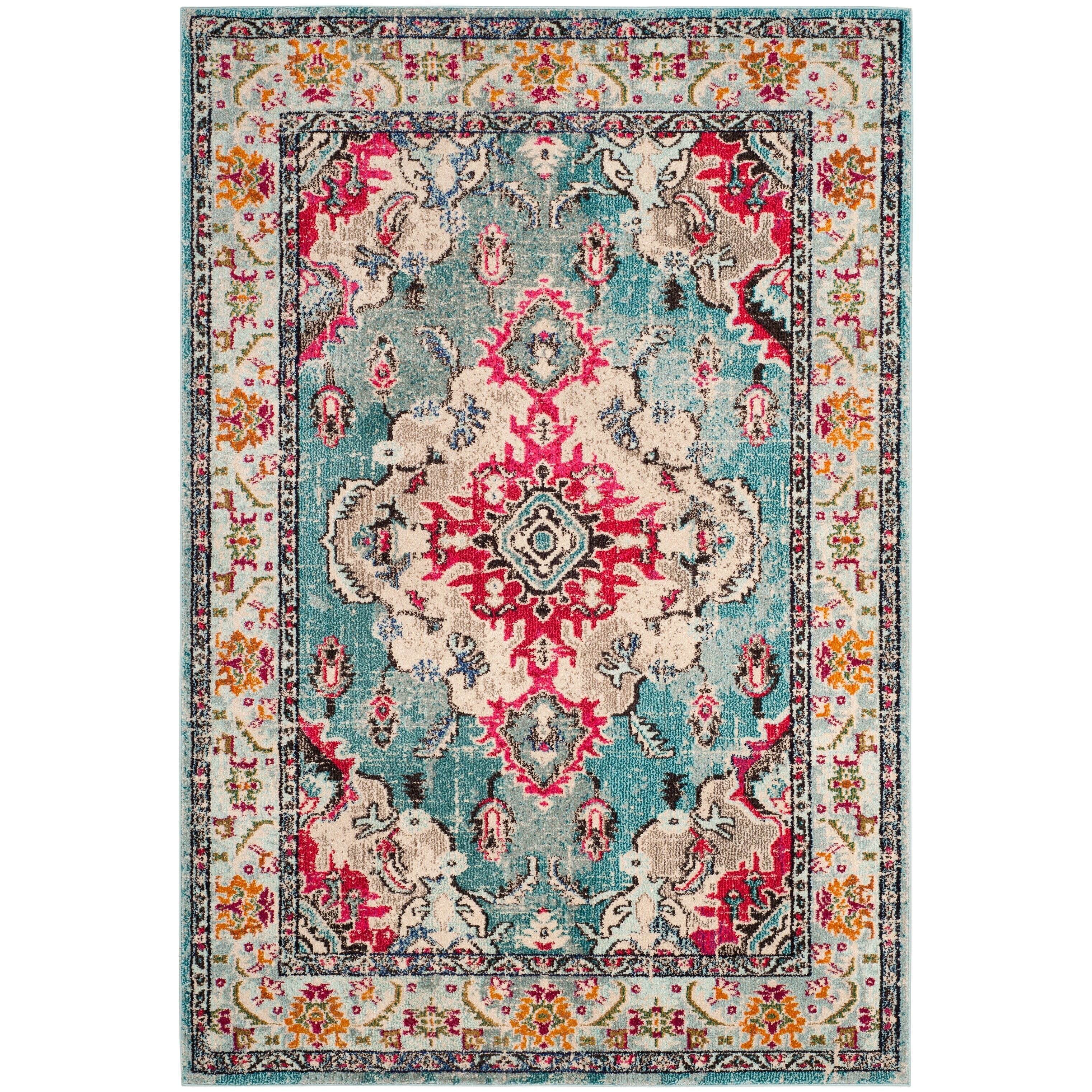 SAFAVIEH Monaco Oceane Boho Medallion Distressed Area Rug