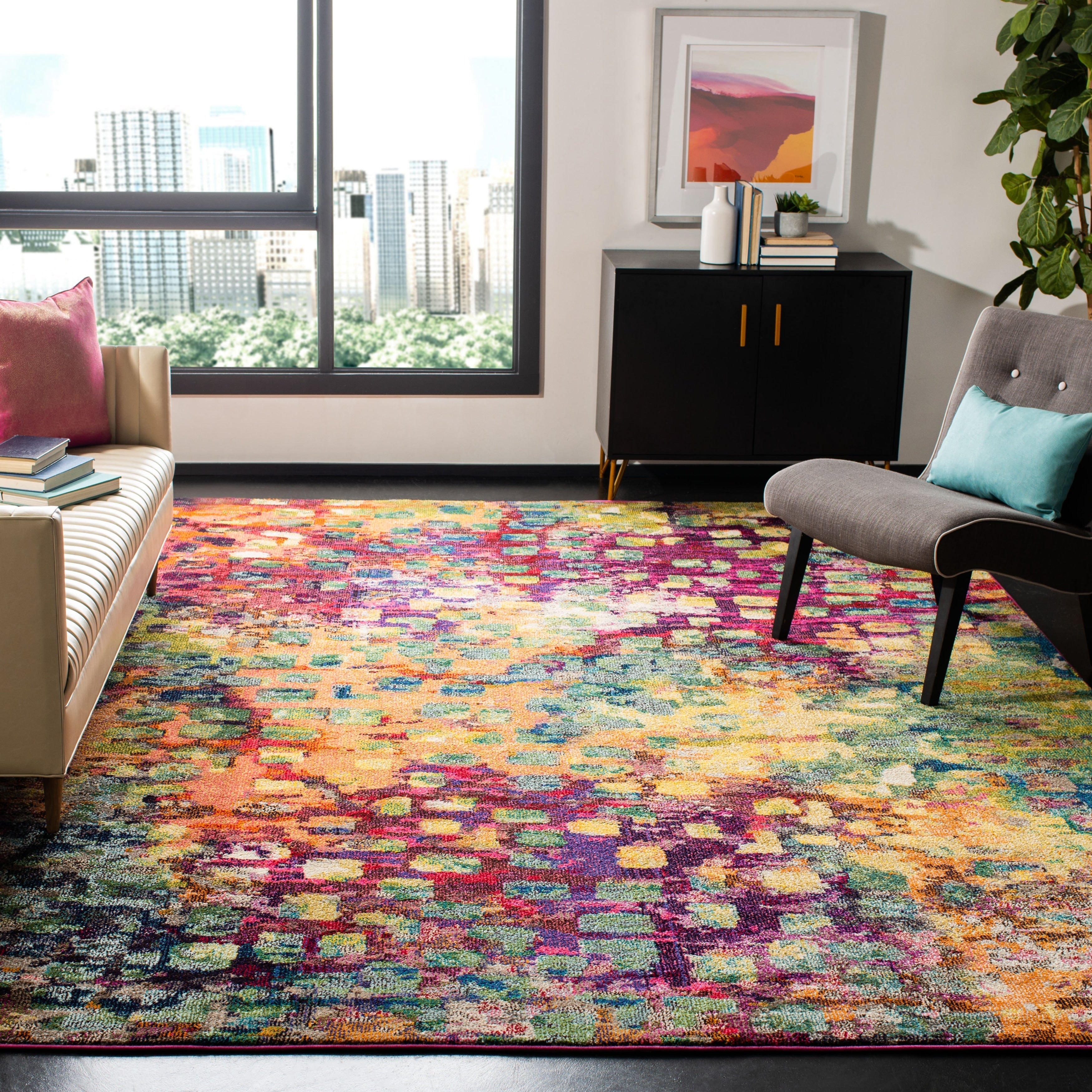 SAFAVIEH Monaco Panna Boho Abstract Modern Watercolor Area Rug