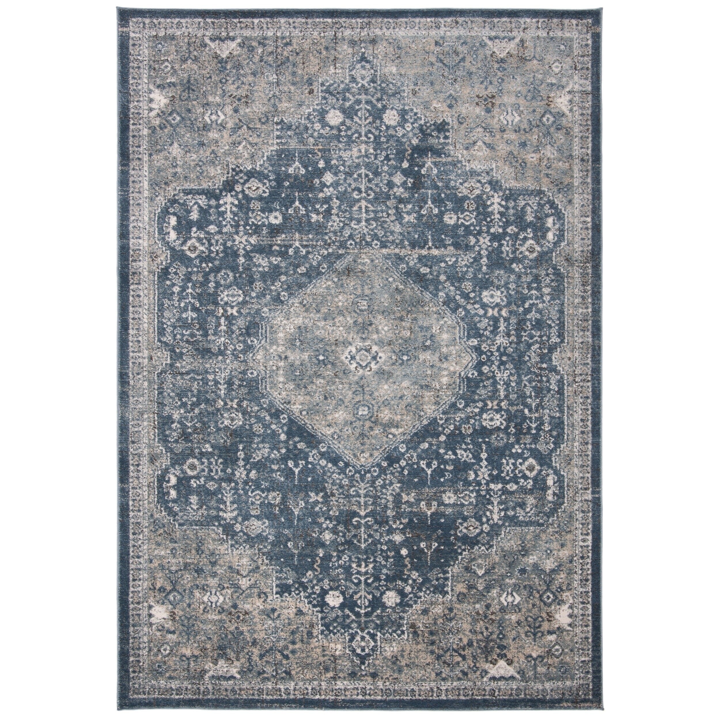 SAFAVIEH Oregon Hildegarde Traditional Oriental Navy/Ivory Rug