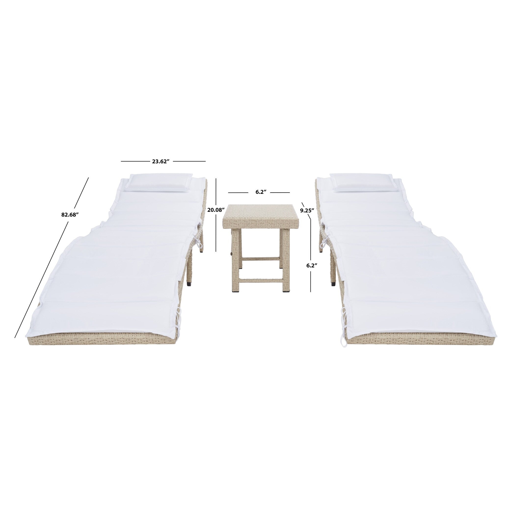 SAFAVIEH Outdoor Blaguna 3-Piece Sun Lounger Set - 83Wx20Dx24H