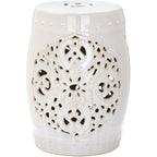 SAFAVIEH Sharareh Antique White Ceramic Decorative Garden Stool