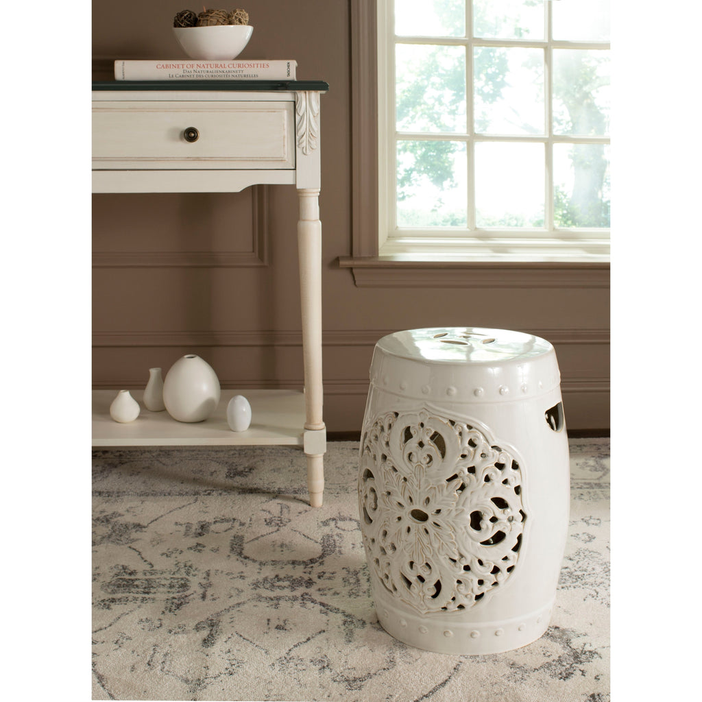 SAFAVIEH Sharareh Antique White Ceramic Decorative Garden Stool