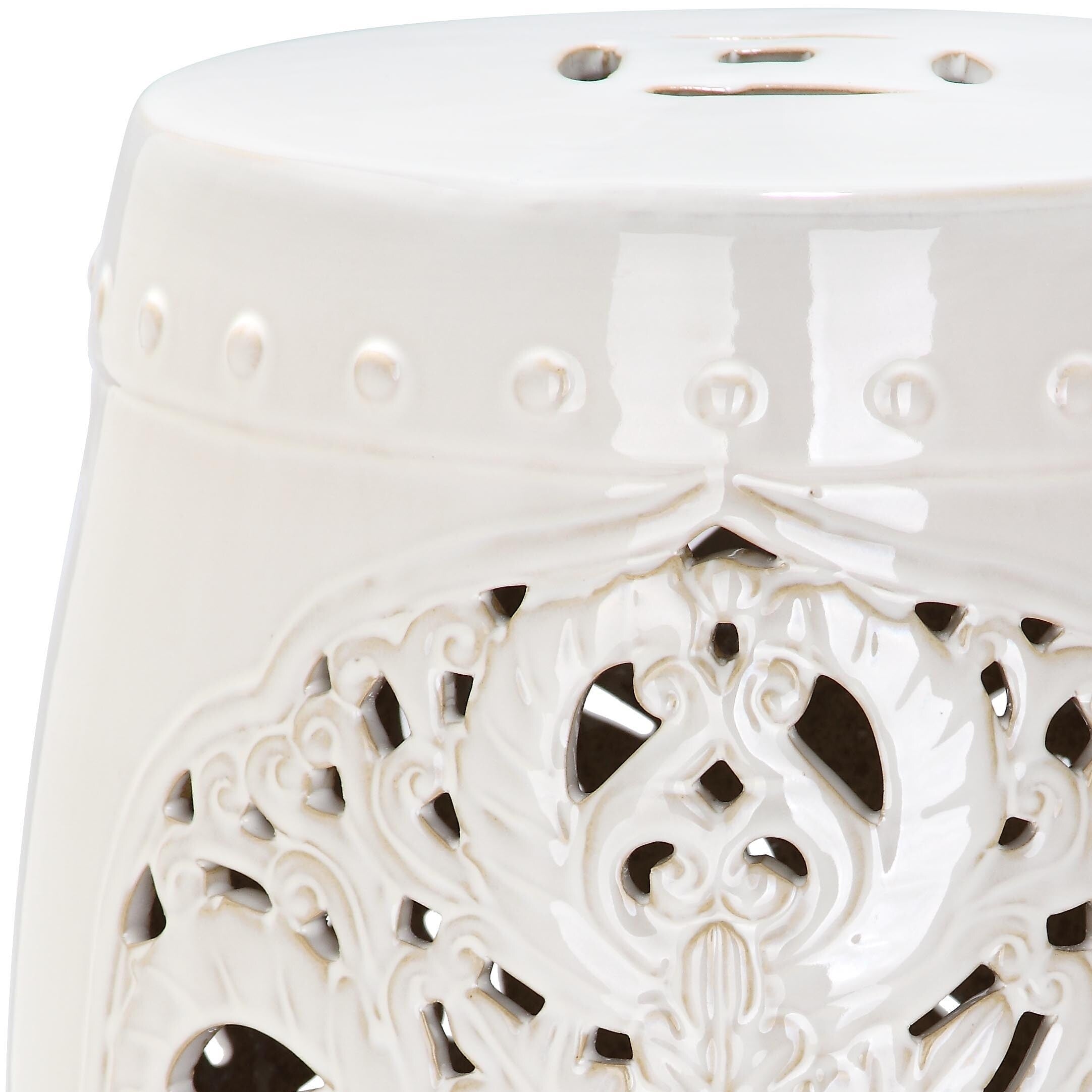 SAFAVIEH Sharareh Antique White Ceramic Decorative Garden Stool