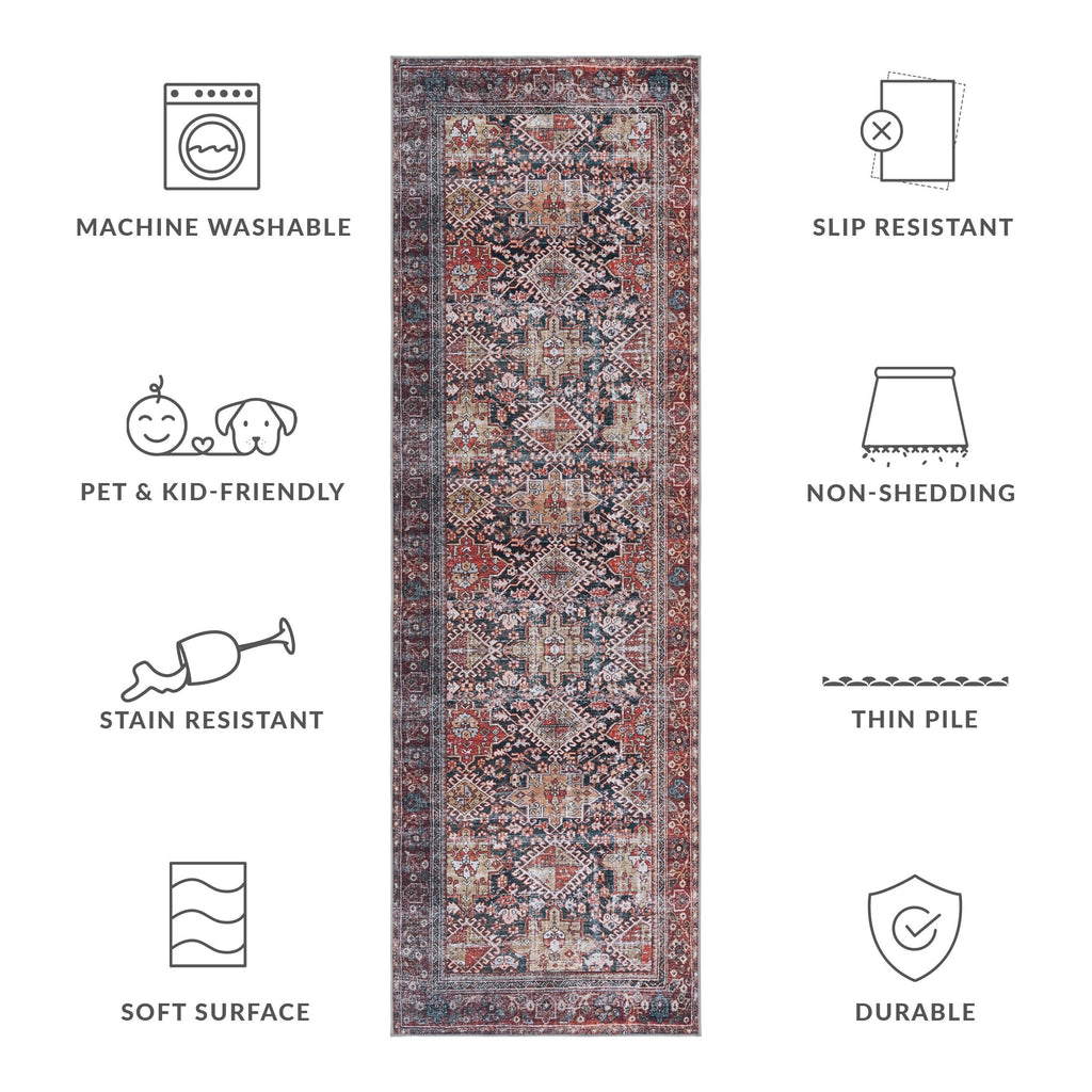 SAFAVIEH Tucson Machine Washable Slip Resistant Eldora Traditional Rug