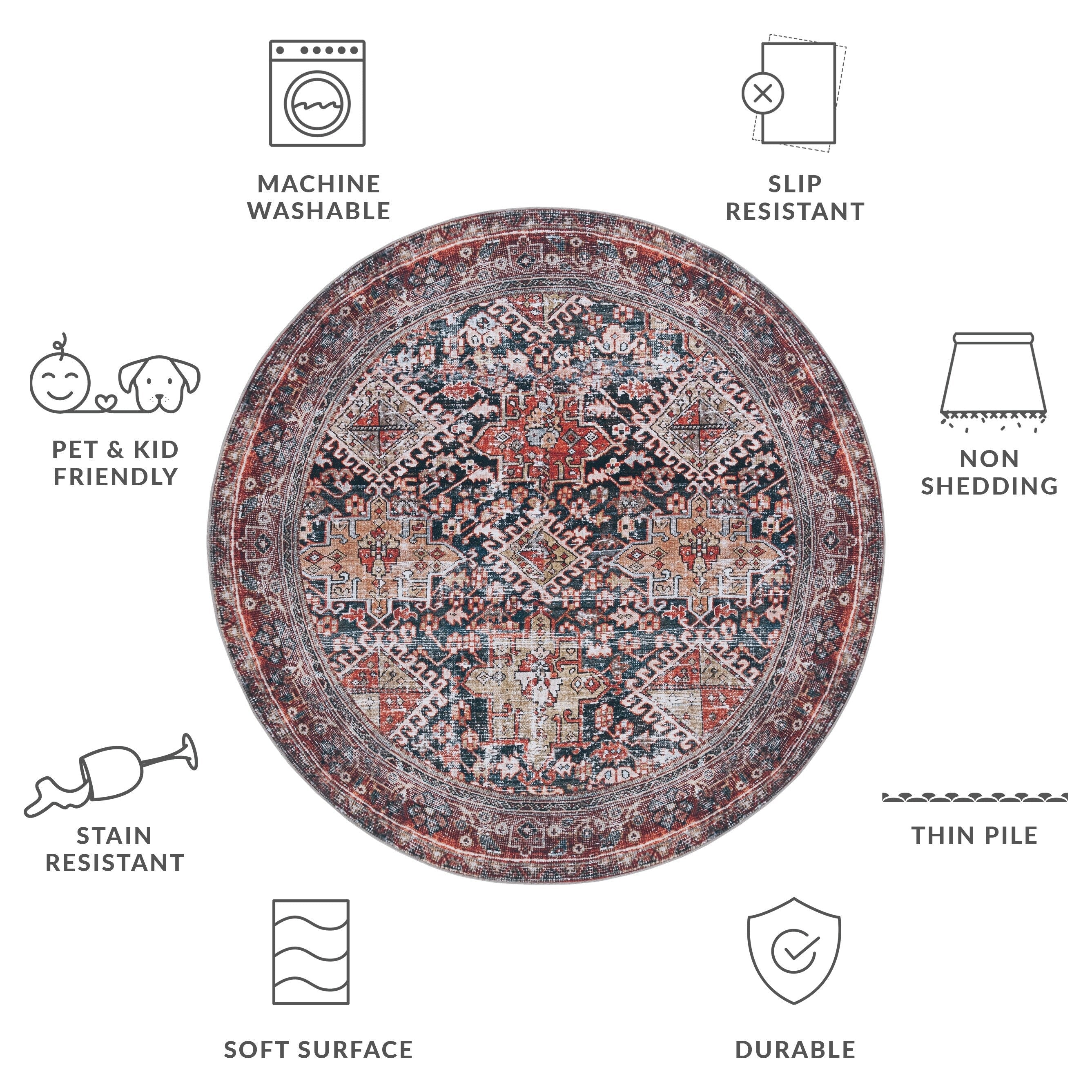 SAFAVIEH Tucson Machine Washable Slip Resistant Eldora Traditional Rug