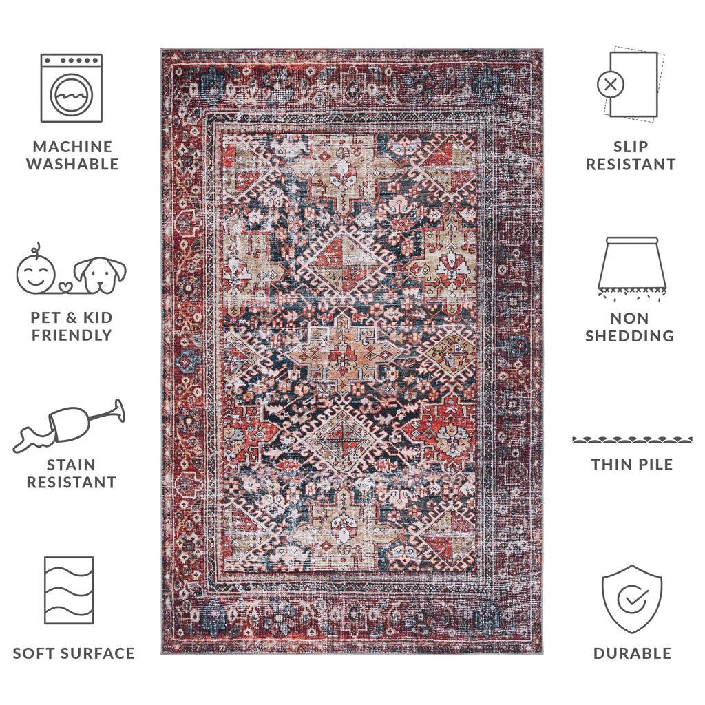 SAFAVIEH Tucson Machine Washable Slip Resistant Eldora Traditional Rug