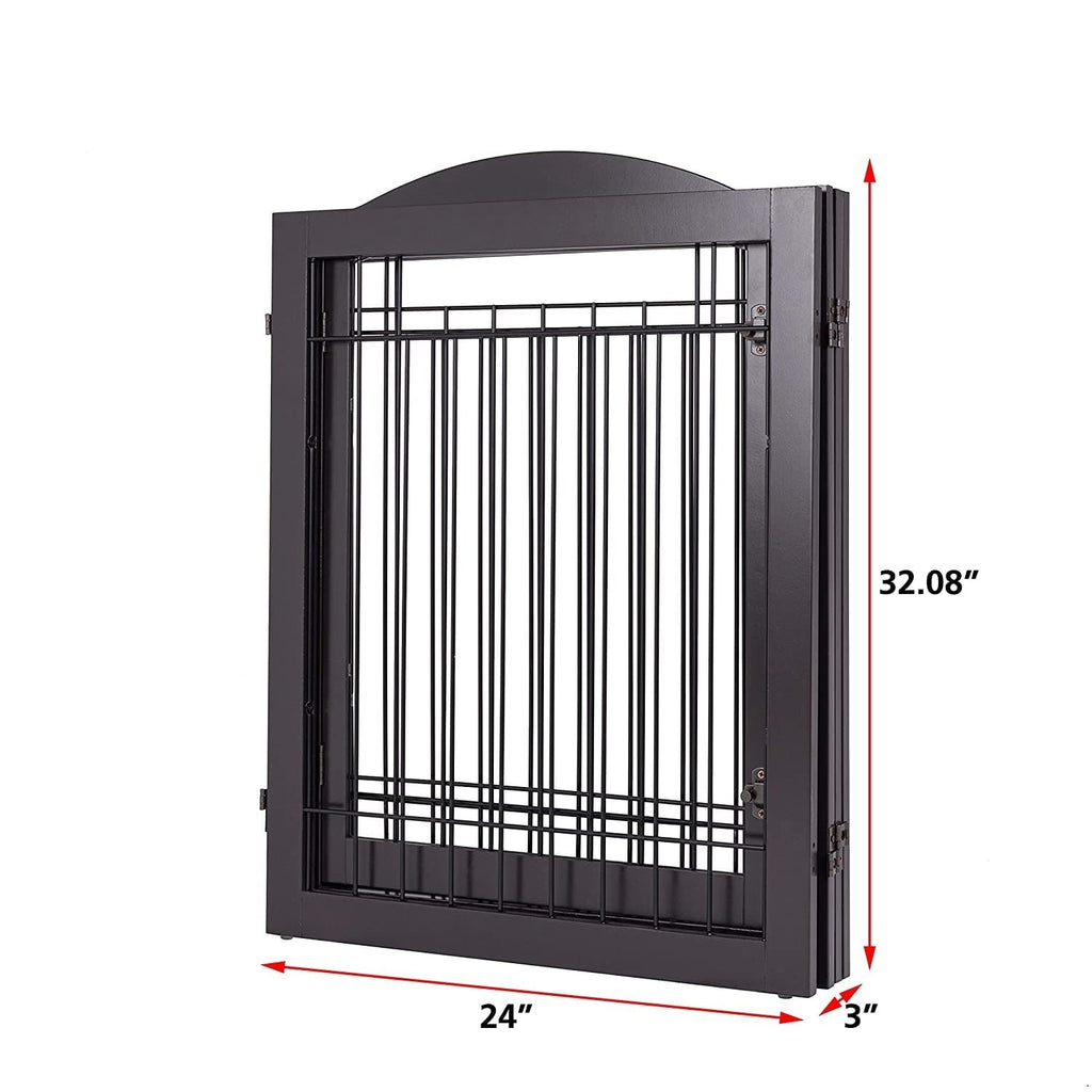 SPIRICH 96 inch Extra Wide 30 inches Tall Dog gate with Door Walk Through, Freestanding Wire Pet Gate,Pet Puppy Safety Fence