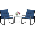 SUNCROWN 3-Piece Black Metal Outdoor Patio Rocking Bistro Set