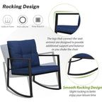 SUNCROWN 3-Piece Black Metal Outdoor Patio Rocking Bistro Set