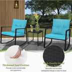 SUNCROWN 3-Piece Black Metal Outdoor Patio Rocking Bistro Set