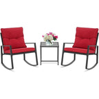 SUNCROWN 3-Piece Black Metal Outdoor Patio Rocking Bistro Set