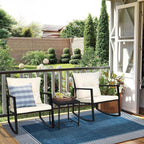 SUNCROWN 3-Piece Black Metal Outdoor Patio Rocking Bistro Set