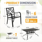 SUNCROWN Outdoor Patio 5/7 Piece Steel Dining Sets Metal Slatted Table and Stackable Chairs Powder Coated Frame