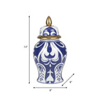 Sagebrook Home Patterned Eclectic Temple Jar with Lid