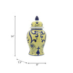 Sagebrook Home Patterned Eclectic Temple Jar with Lid