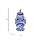 Sagebrook Home Patterned Eclectic Temple Jar with Lid