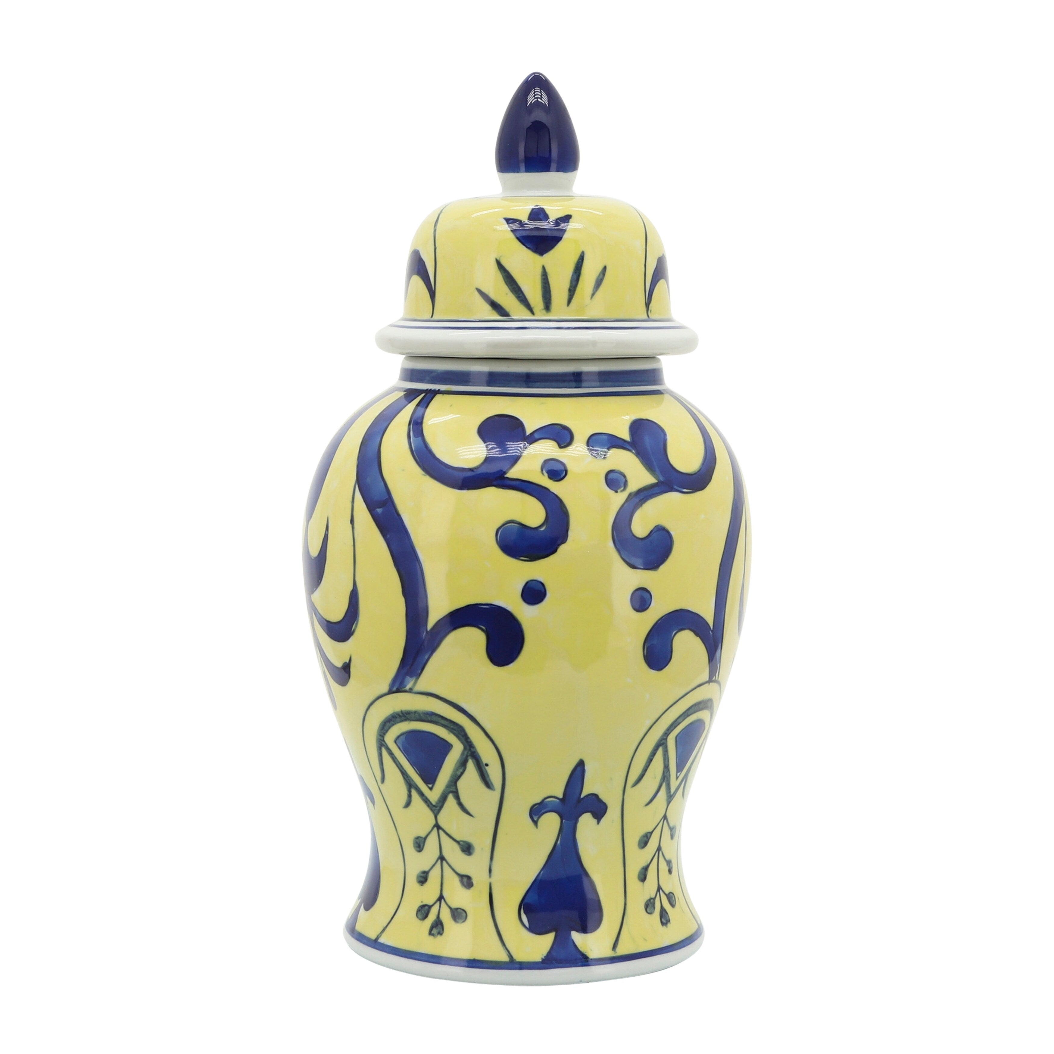 Sagebrook Home Patterned Eclectic Temple Jar with Lid