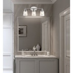Sandrine 3-Light Iron/Seeded Glass Classic Cottage LED Vanity Light, by JONATHAN Y