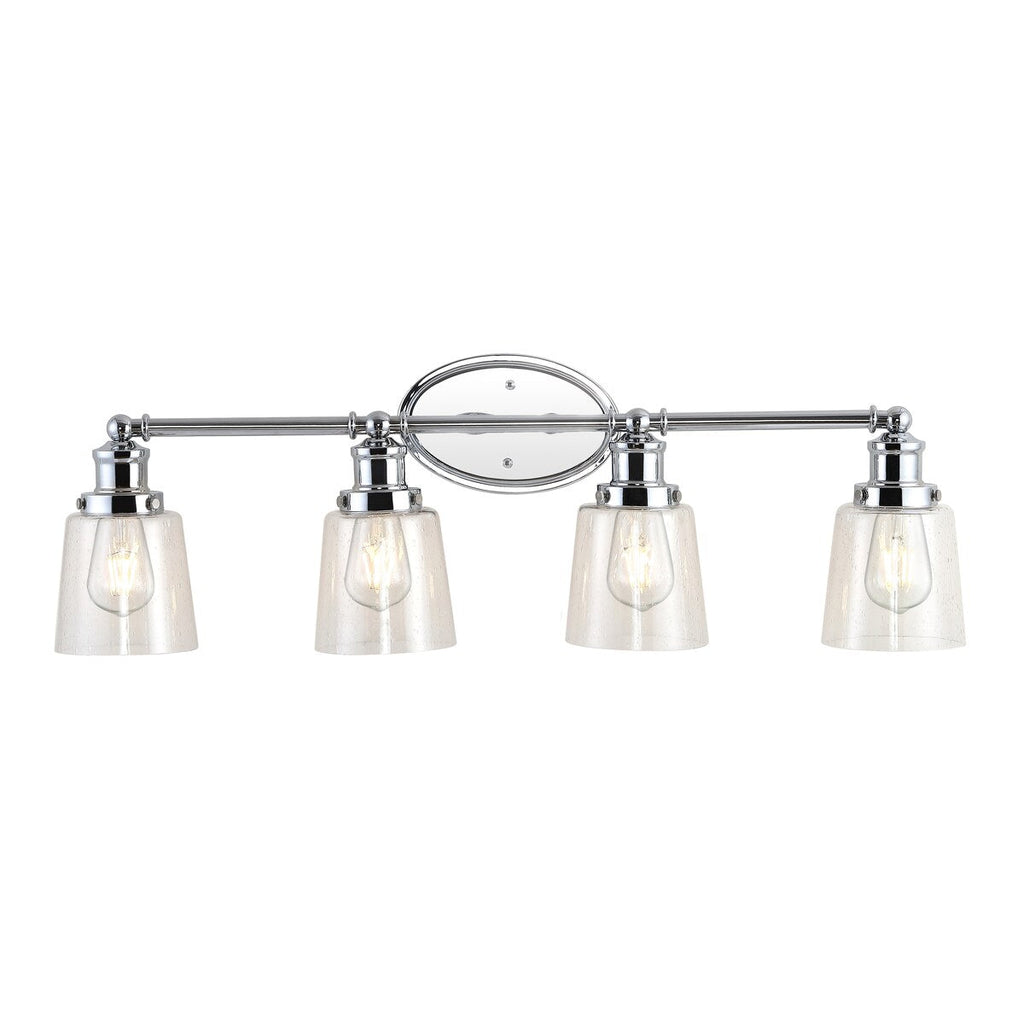 Sandrine 3-Light Iron/Seeded Glass Classic Cottage LED Vanity Light, by JONATHAN Y