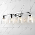 Sandrine 3-Light Iron/Seeded Glass Classic Cottage LED Vanity Light, by JONATHAN Y