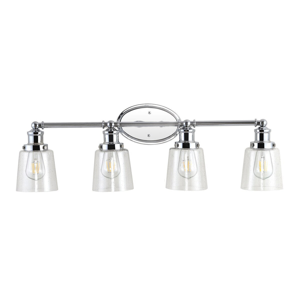Sandrine 3-Light Iron/Seeded Glass Classic Cottage LED Vanity Light, by JONATHAN Y