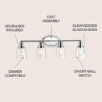 Sandrine 3-Light Iron/Seeded Glass Classic Cottage LED Vanity Light, by JONATHAN Y