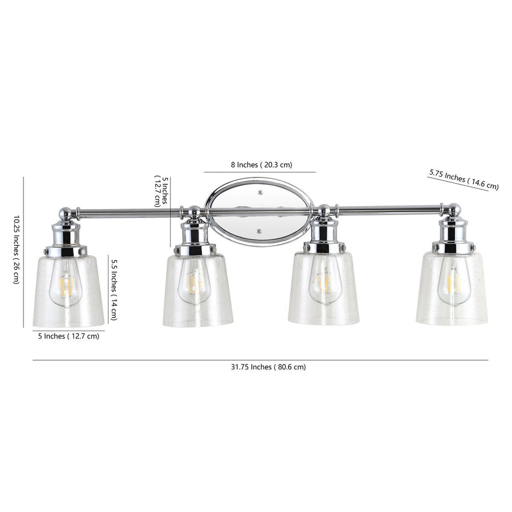 Sandrine 3-Light Iron/Seeded Glass Classic Cottage LED Vanity Light, by JONATHAN Y