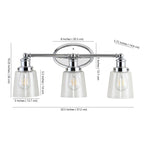 Sandrine 3-Light Iron/Seeded Glass Classic Cottage LED Vanity Light, by JONATHAN Y