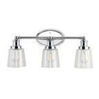 Sandrine 3-Light Iron/Seeded Glass Classic Cottage LED Vanity Light, by JONATHAN Y