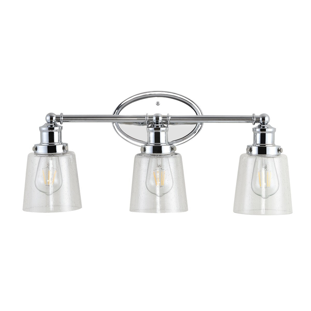 Sandrine 3-Light Iron/Seeded Glass Classic Cottage LED Vanity Light, by JONATHAN Y