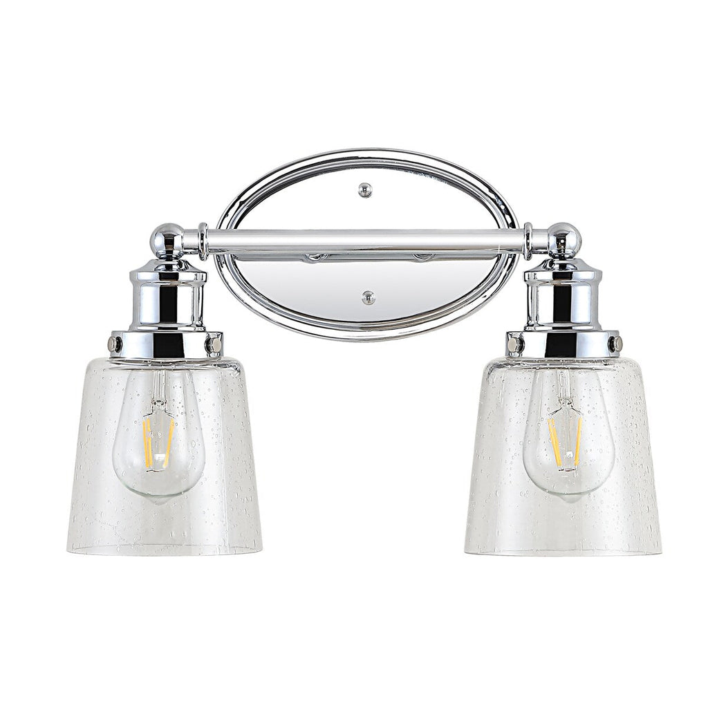 Sandrine 3-Light Iron/Seeded Glass Classic Cottage LED Vanity Light, by JONATHAN Y