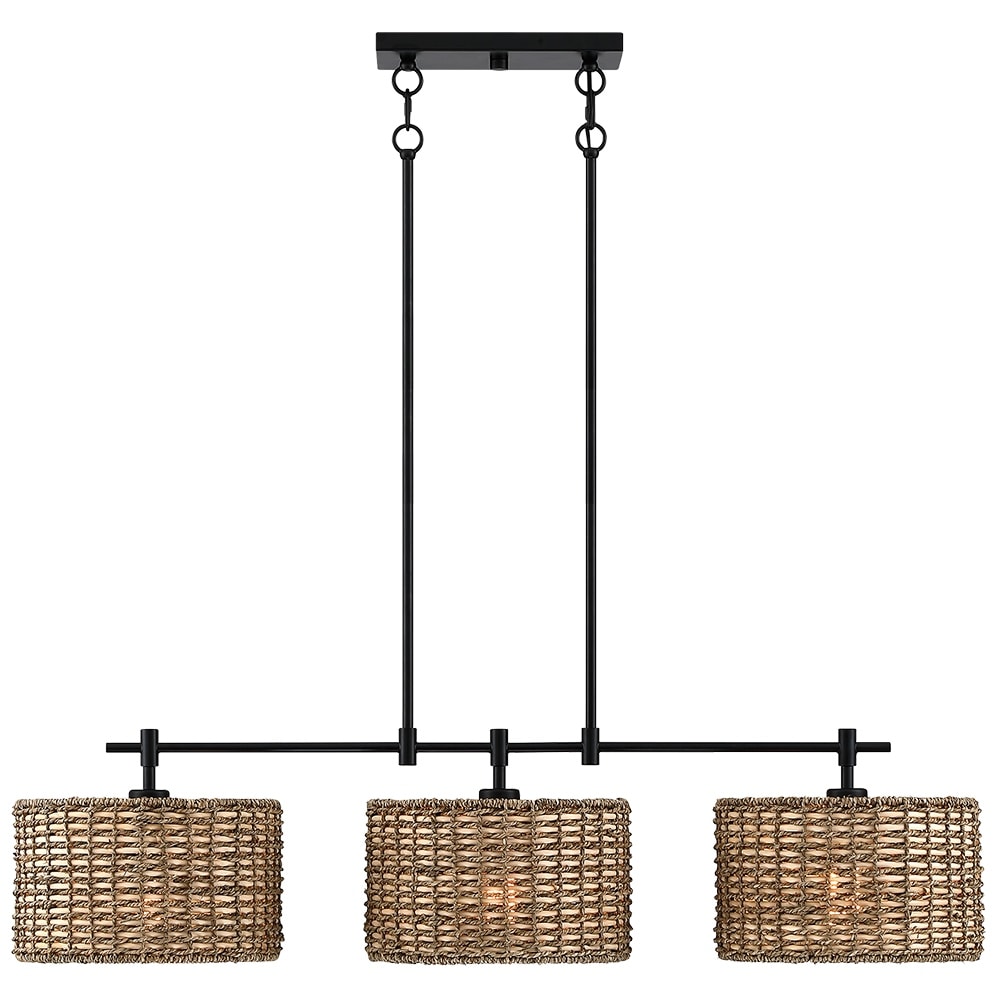Sedgy 3-Light Black Farmhouse Kitchen Island Light Linear Chandelier - 41W