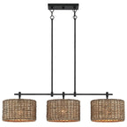 Sedgy 3-Light Black Farmhouse Kitchen Island Light Linear Chandelier - 41W