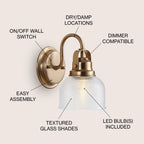 Shirley Metal/Glass LED Vanity Light, by JONATHAN Y