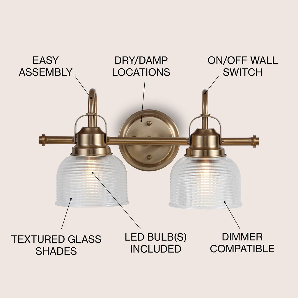 Shirley Metal/Glass LED Vanity Light, by JONATHAN Y