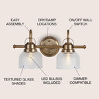 Shirley Metal/Glass LED Vanity Light, by JONATHAN Y