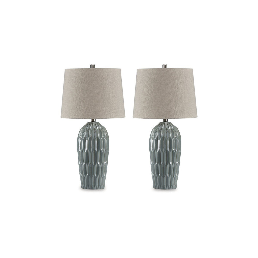 Signature Design by Ashley Hadbury Blue Table Lamp (Set of 2) - 14 W x 14 D x 26.75 H