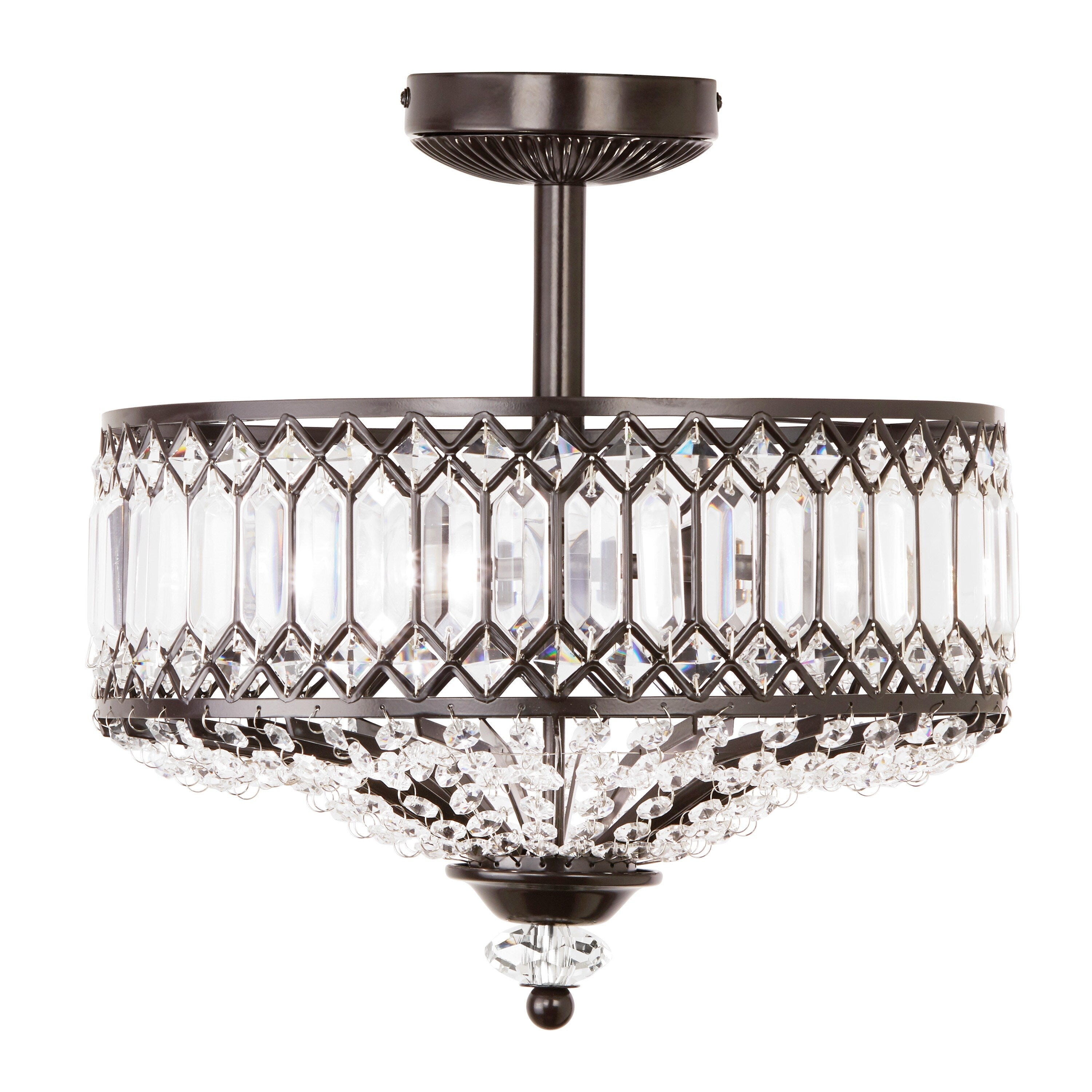 Silver Orchid Furey Bronze/Gold Tiered Glass Semi-flush Lighting Fixture - 14.75L x 14.75W x 15.25H